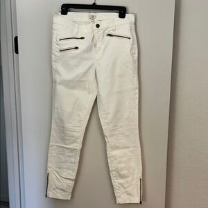 J. Crew Women's White ankle length Jeans with Zipper Accents